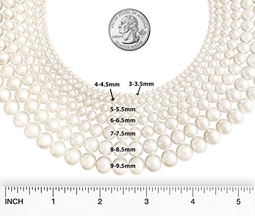 14K White Gold & Round White Freshwater Cultured Pearl 4Mm-9Mm Graduated 18" Strand Princess Choker Necklace With Fishhook Clasp #TOP6