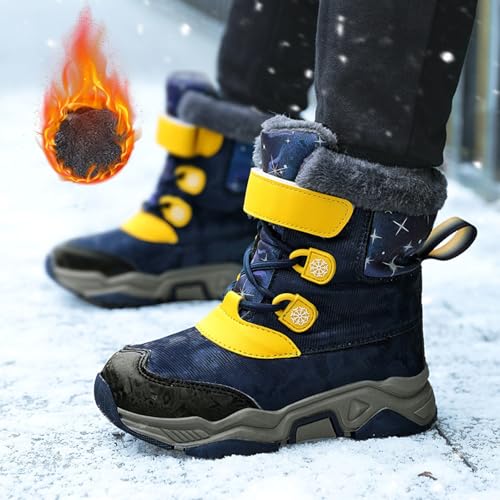 IWIHMIV Boys Winter Boots Toddler Girls Winter Warm Thickened Boots Outdoor Comfortable Non Slip Hiking Booties2