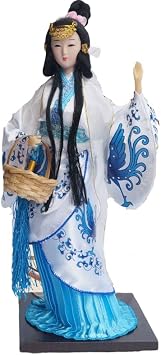 Chinese Doll Desktop Decor Chun Qiu Dynasty Xi Shi Ancient Four Beauties Doll Statue Oriental Asian Geisha Girl 12 for Home Office Christmas Collectible,Blue