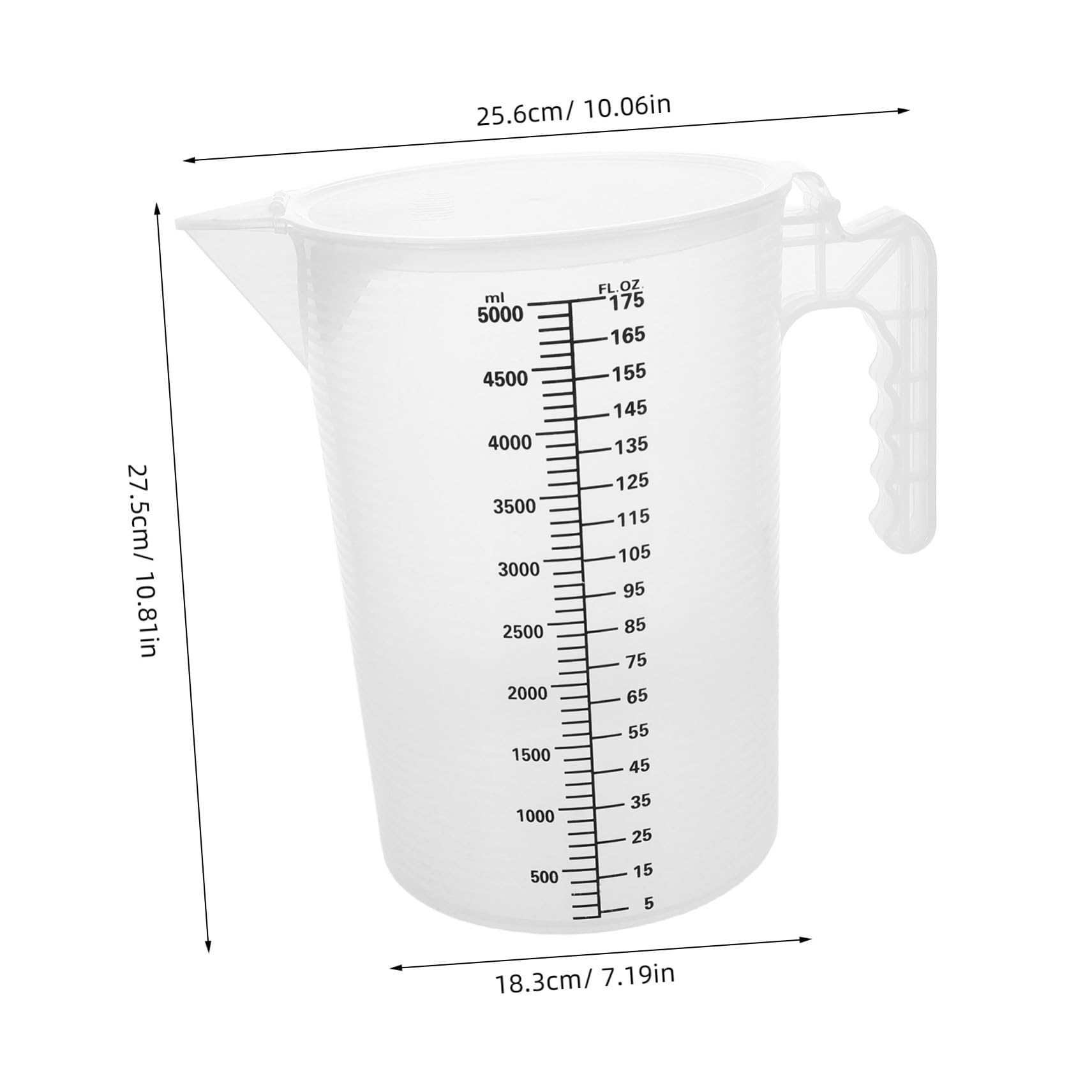 Toyvian Tasse à Mesurer en Plastique Pp 5l avec Couvercle Anti-poussière, Grosse Capacité pour Recettes de Boissons Variées et Cuisines Ouvertes, Visibilité Claire Garantie