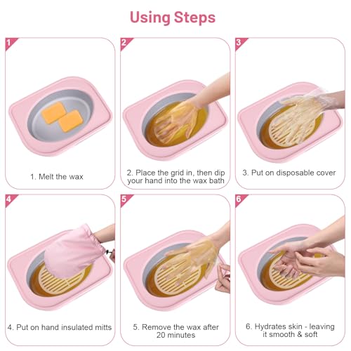 Image of Yofuly Hand Wax Paraffin Machine for Arthritis, 3500ml Electric Digital Screen Paraffin Wax Warmer for Hands and Feet Treatment, Home Spa Paraffin Hot Wax Bath Moisturizing Kit with Timer, Pink