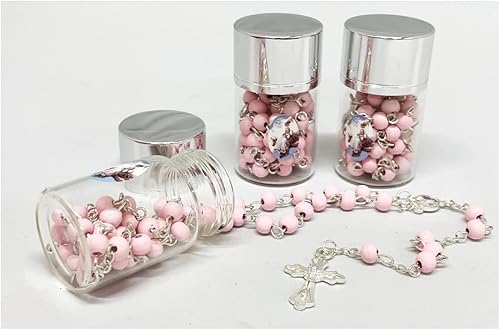 Rosario de comunión de 12 piezas en tarro de cristal Recuerdos de bautizo quinceañera bautizo recuerdos para primera comunión niña quinceañera disponible en Yaxa Colombia