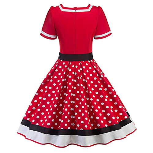 Image of Women 1950s Vintage Short Sleeve Peter Pan Collar Retro Swing A Line Midi Summer Dress Cocktail Party Evening Prom Gown