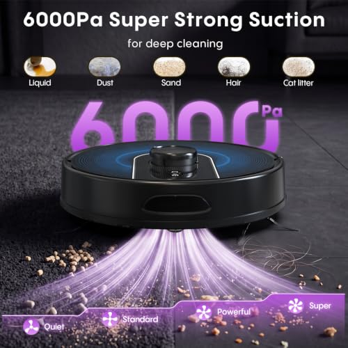 Image of Bagotte Robot Vacuum and Mop Combo, 6000Pa Robotic Vacuum with Mapping, Self-Emptying Station for 90 Days Hands-Free, LiDAR Navigation,Wi-Fi /App /Voice Control, for Carpets&Hard Floors