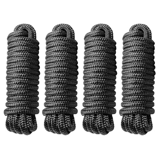 Dock Lines 4 Pack 3/8" x 20' Double Braided Nylon Boat Dock Lines Pre-spliced with a 12" Loop, Easy to Handle Boat Ropes for Docking, Marine-Grade Dock Lines for Boats 3/8 Inch Boat Lines,J-FM TWNTHSD