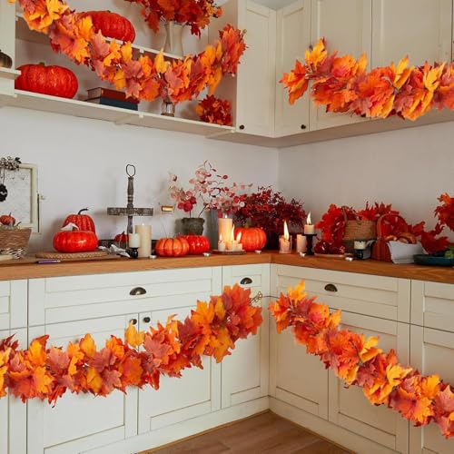 Guirlande de Feuilles d'Automne Décoration Mur Entrée Cour Résistante Intempéries