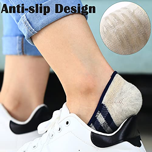 Image of RYI 5-Pack No Show Socks for Women Size 6-9 Ankle Invisible Non-slip Athletic Socks