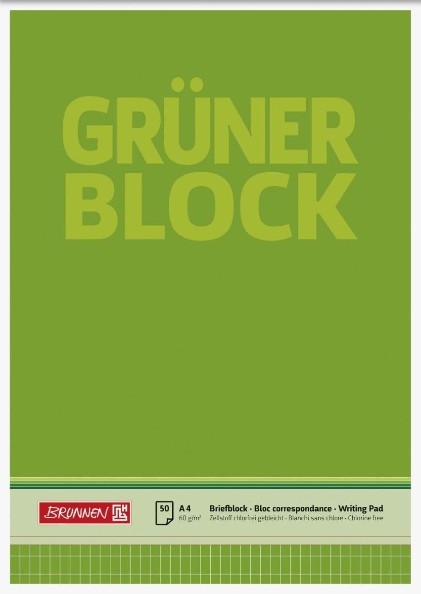Brunnen 10 x Briefblock Der grüne Block A4 60g/qm rautiert 50 Blatt