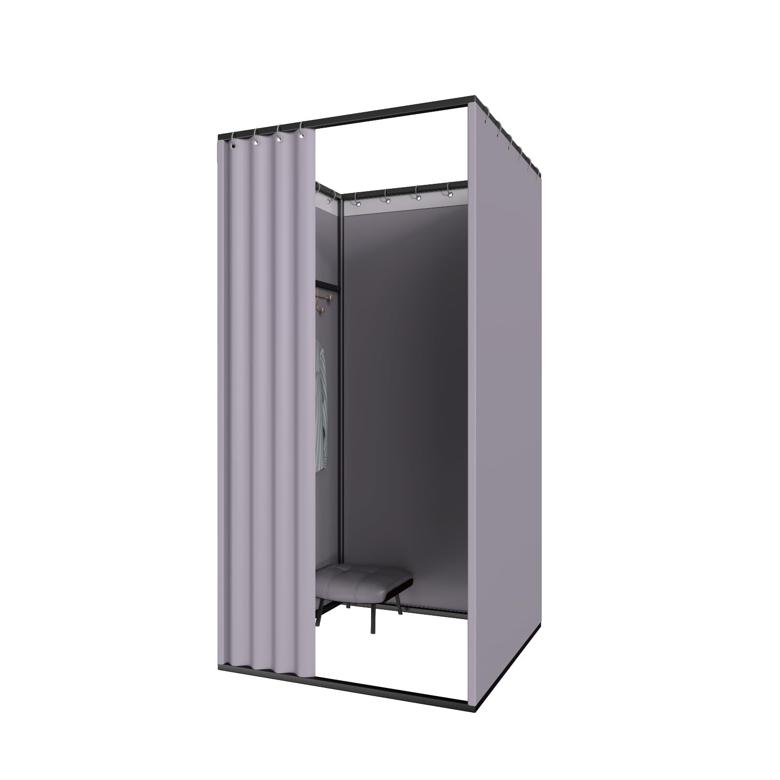 Umkleidekabine mobil quadratisch, für Büro Einkaufszentrum (Grau) | Tragbarer Freistehende Umkleidekabine, Bodenstehende Temporärer Einfacher Anproberaum(85X85X200cm)