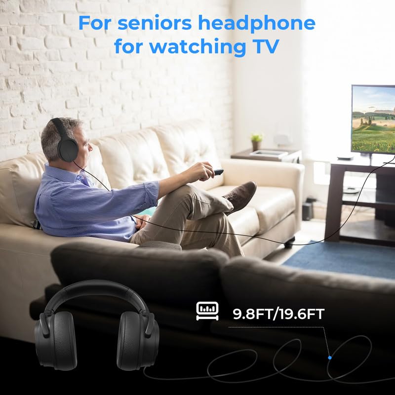 Casque filaire extra long pour TV et PC pour regarder la télévision pour personnes âgées avec contrôle du volume Casque filaire avec long cordon universel auxiliaire 3,5 mm Audio (3,5 m)