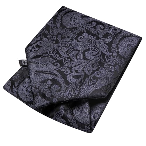 Image of Hi-Tie Silk Ascot for Men Self Tie Men's Cravat and Flower Lapel Pin Handkerchief Cufflinks Set for Wedding Party