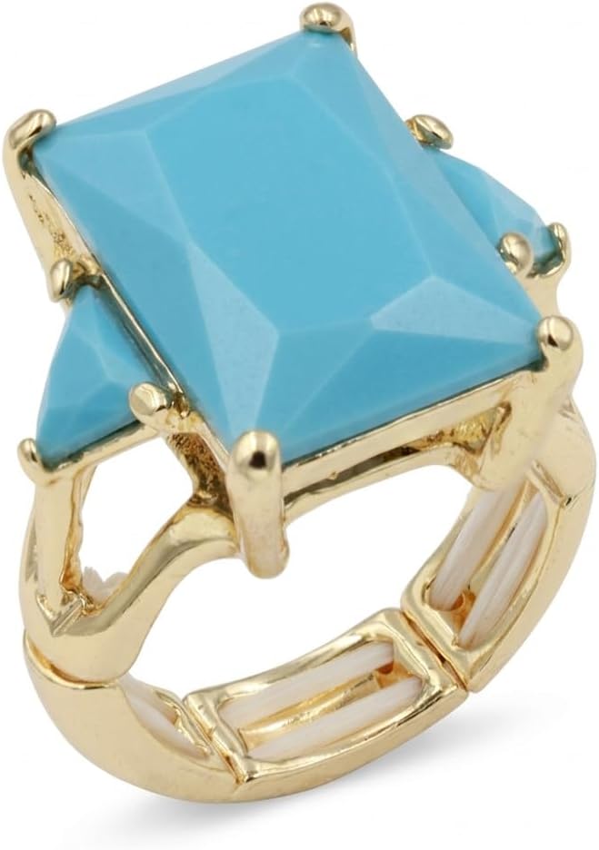Lavencious Big Bold Radiant CZ Stones Stretch Rings for Women Size for 7-9