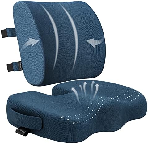 2022 Memory Foam Seat Cushion Orthopedic Design & Back/Lumbar Support Pillow for Office Chair, Car, Truck, Wheelchair for Hemorrhoid, Pregnancy Post Natal, Sciatica,Tailbone & Lower Back Pain Relief