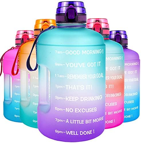 QuiFit 2.2 Litre Motivational Water Bottle - with Strainer & Time Marker,Fruit Infuser Travel Water Jug for Outdoors Sports Fitness BPA Free