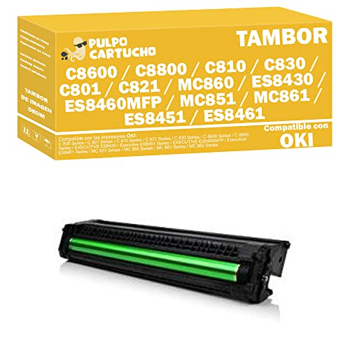 Pulpo Cartucho   Tambor de Imagen C8600, C8800, C810, C830, C801, C821, MC860, ES8430, ES8460MFP, MC851, MC861, ES8451, ES8461 Amarillo   Drum Compatible con Oki 43449013   Valido para Impresoras Oki