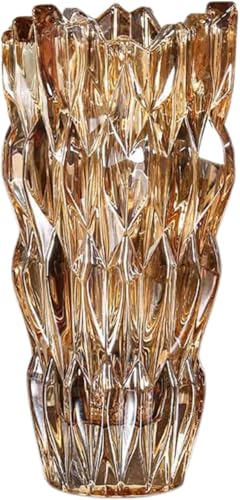 Vaso de Vidro Decorativo de Luxo para Flores, 24 cm, Estilo Europeu (Ambar)
