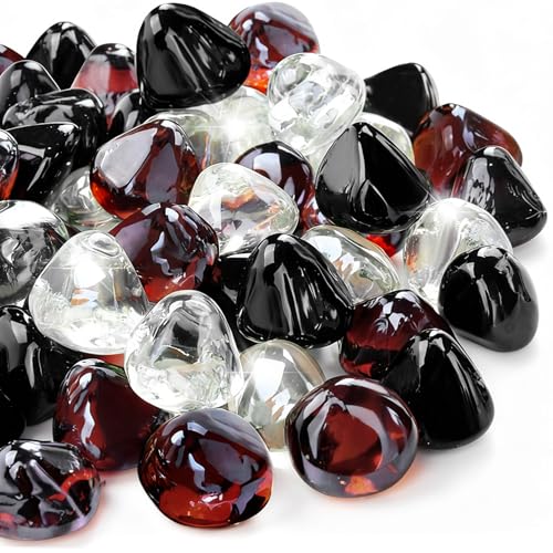 GasSaf 1 inch Blended Luster Diamonds Fire Glass, 10 Pound