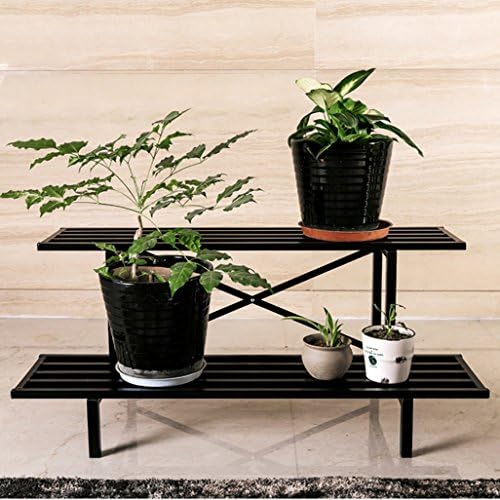 2 Tier Flower Racks Carbon Steel Metal Plant Patio Standing Flower Shelf Holder Display Shelves Stand Rack Garden Storage Shelf for Outdoor Balcony Decorative Rack Heavy Duty Max.100KG
