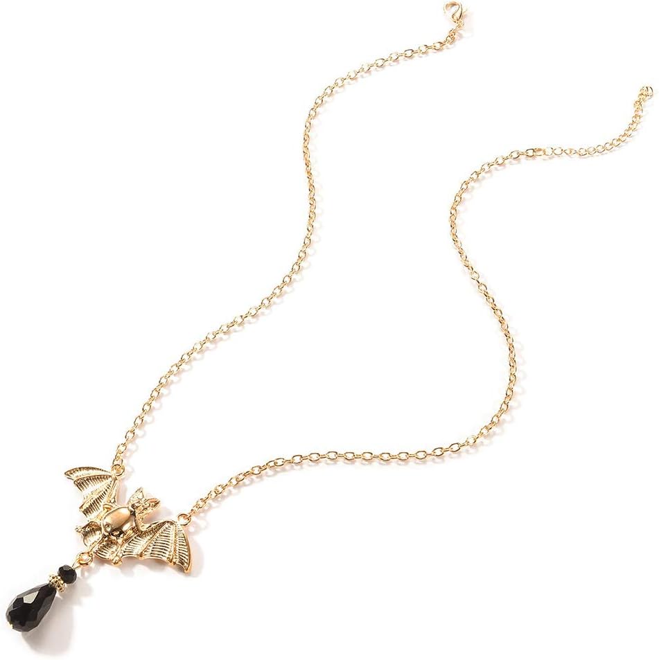 Yalice Halloween Black Crystal Necklace Chain Gothic Bat Pendant Necklaces Witch Jewelry for Women - Image 6