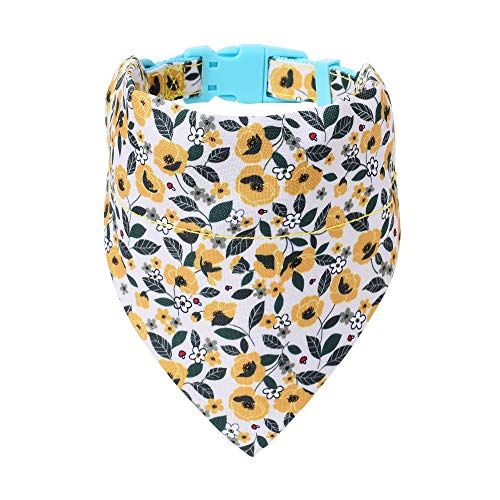 Mile High Life | Girl Dog Collars | Cute Bandana Collar | Soft Poly Cotton Fabric Collars For Small Dogs | Flower & Fruit Pattern(Bindweed, Collar & Bandana-Xs) #TOP7