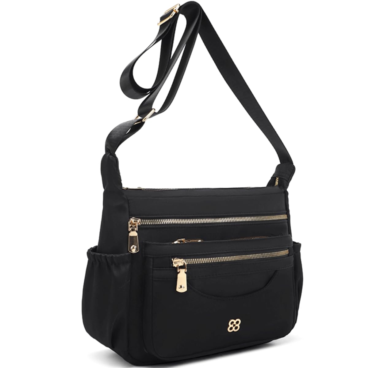 CAAORDKSO Messenger Bag for Women Nylon Waterproof Shoulder Purse Crossbody Bag Lightweight Travel Bag with Multiple Pockets