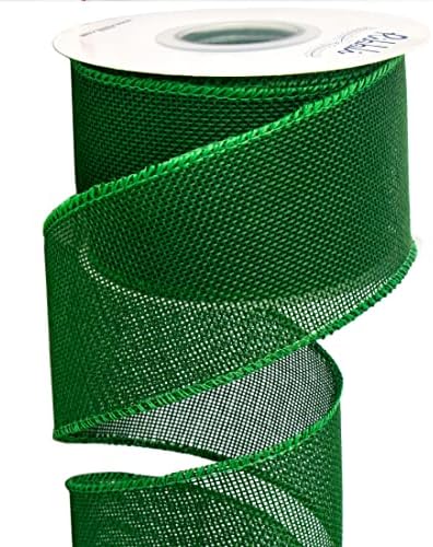 Ribbli Emerald Green Burlap Wired Ribbon,2-1/2 Inch x 10 Yard, Wi...
