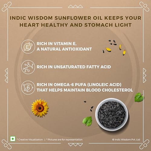 Image of IndicWisdom Wood Pressed Sunflower Oil 1 liter (Cold Pressed Sunflower Oil - Extracted on Wooden Churner)