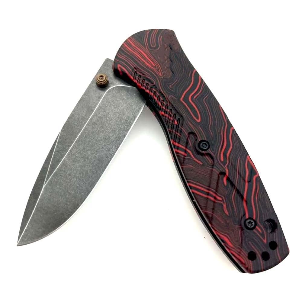 Klappmesser 6.9" Sehr Scharfes Taschenmesser aus stahl s90v, Rot Muster g10, Praktisch Rutschfest, Outdoor Edc Messer Survival Jagdmesser, Axis lock messer, Klein einhand messer tanto mit knopfdruck