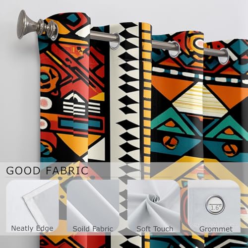 Ethnic Kitchen Curtains for Windows - Bohemian Tribal Southwestern Blackout Eyelet Curtain 54 Drop, Short Curtains for Bedroom, W46 X D54, 2 Panels Drapes Home Decor - Image 3