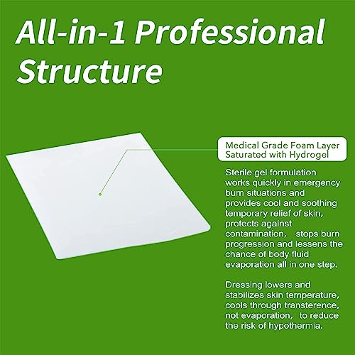 Marvellhealth Hydrogel Burn Dressing 4" X 4", Pack Of 5 Individual Sterile Pads, First Aid Use, Cool, Soothe, Protects All Burns, Soft & Conformable #TOP2
