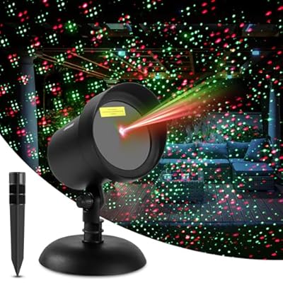 Christmas Motion Laser Projector Light Outdoor for Seasonal Decorative Lighting Show, as Seen on TV Xmas Light Landscape for House Garden, Red & Green Stars Dots Dynamic Keeping Moving Change Pattern