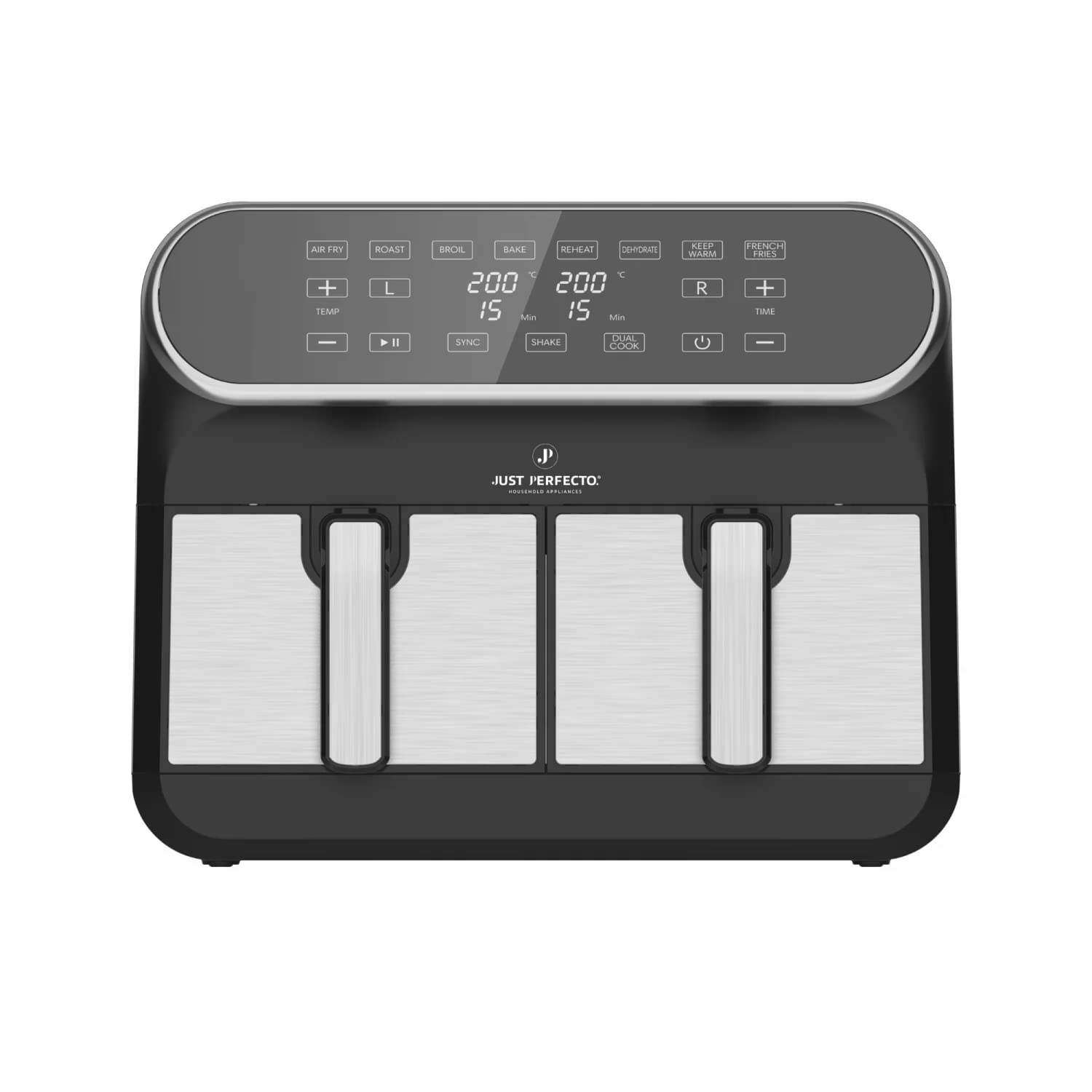 Just Perfecto Friggitrice Ad Aria Calda XXL 8L 2 Compartimenti - 1700W, 8-in-1, Touch LCD, Ricettario Incluso - 5