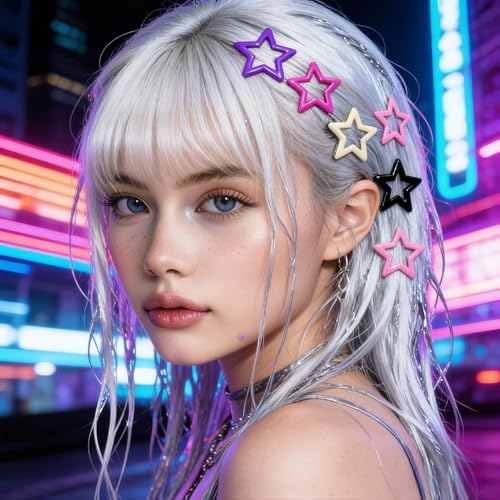 60 pinzas de cabello estrella para mujeres metal miniatura 6