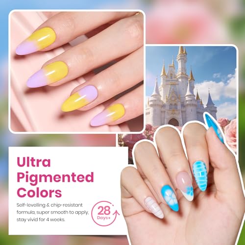 Image of Beetles Summer Gel Polish Set - Blooming Dye Colleciton, 25 Pastel Bright Colors with Blooming Gel Polish Set 4th of July Nails with Base Top Coat Trendy Colors Uv LED Lamp Salon DIY at Home