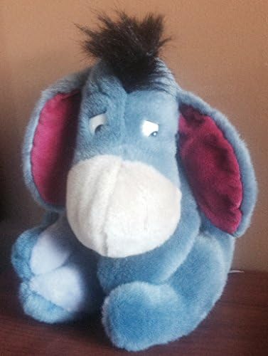 Eeyore Plush Toy with Pink Ears & Ribbon on Detachable Tail 15" Collectible