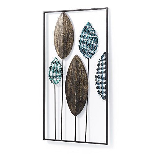 Kave Home - Panel Mural Leaves Multicolor Rectangular 54 x 104 cm de Acero