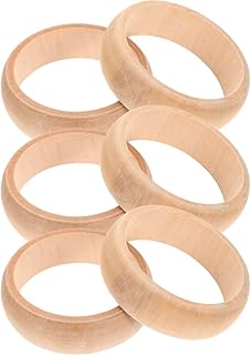 Happyyami Blank Wooden Bracelets 6Pcs Unfinished Wood Bracelets Blank Wooden Bangle Bracelet Wide Natural Round Wooden Ring for Crafts Art Jewelry Supplies Natural Wood Bracelets