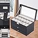 HomeRoots PU Leather,Fiberboard Black Faux Leather Jewelry Box With Three Layers