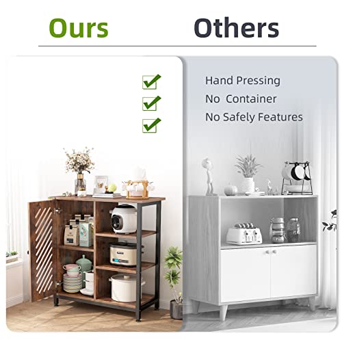 Storage Cabinet, Floor Standing Cabinet, Industrial Storage Cabinet, Cupboard, 3 Open Shelves And Closed Compartments, Free-Standing Organizer For Compact Space In Living Room/Bedroom/Entryway/Kitchen #TOP3