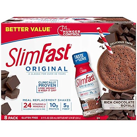 SlimFast Meal Replacement Shake, Original Rich Chocolate Royale, 10g of Ready to Drink Protein for Weight Loss, 11 Fl. Oz Bottle, 8 Count Cover