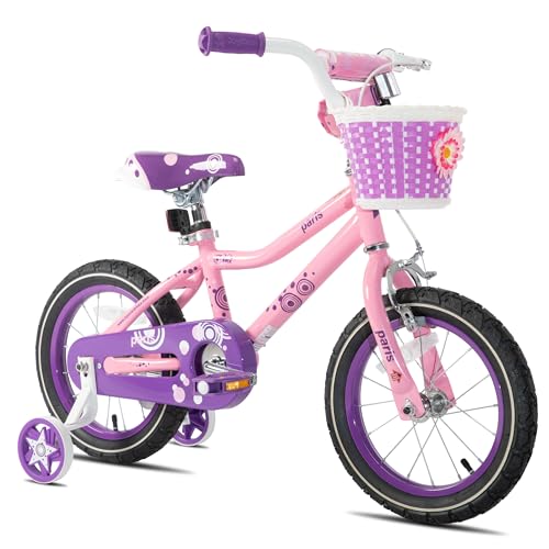 JOYSTAR 14 Inch Girls Bike for 3 4 5 Years Old Kids Toddler Bike with Training Wheels Basket and Training Wheels Birthday Gift Children's Bicycle Pink