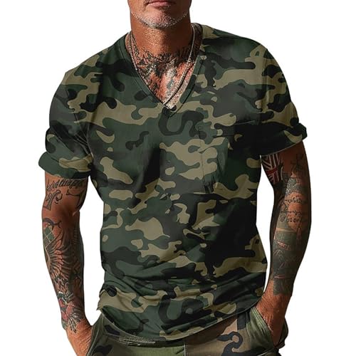 Générique Tee Shirt Homme Camouflage Militaire Respirant Quotidienne Shirts Printemps Oversize Ete Tshirt Leger Mode T-Shirt à Manches Courtes Comfort...