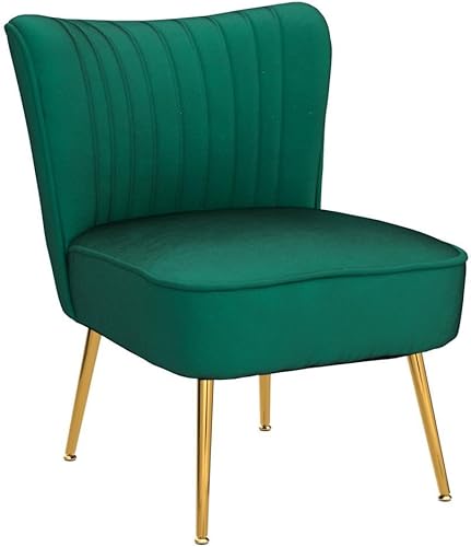 Miniatura 4 de Juego de 2 sillas decorativas de terciopelo cómodas para sala de estar, sin brazos, silla lateral de mediados de siglo, silla de sofá individual con