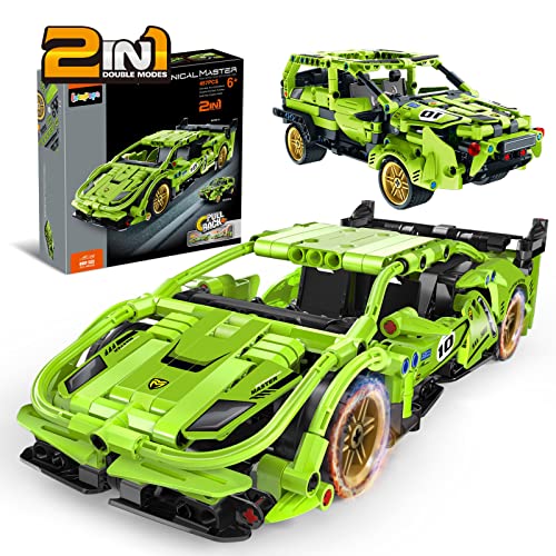 Letapapa STEM Building Toys Gifts for 6 7 8 9 10 11 12 Year Old Kids, 2 in 1 Pull-Back Building Blocks Car for Boys Aged 8-12, DIY BuildingÂ Kit Engineering Construction Toy, 457PCS