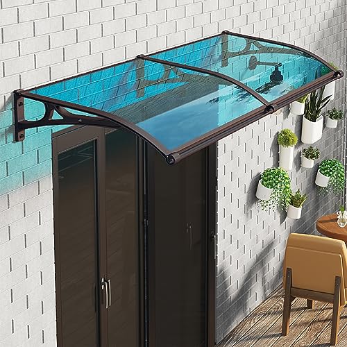 Marquise solaire bleu translucide abri toit polycarbonate anti-UV - 2