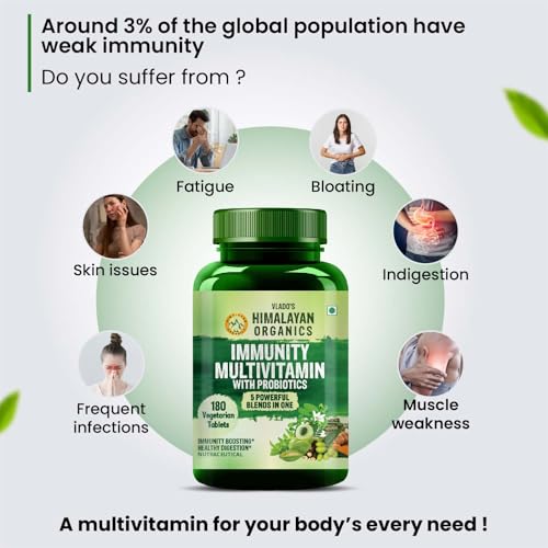 Image of Vlado's Himalayan Organics Immunity Multivitamin Tablet for Men & Women with Probiotic 40+Vital Nutrients and 5 Probiotic blends for Increase Energy & Immunity - Boost stamina, Strength & Muscles and Overall Health I Best Multi vitamin for Men & Women- 180 Veg Tablets