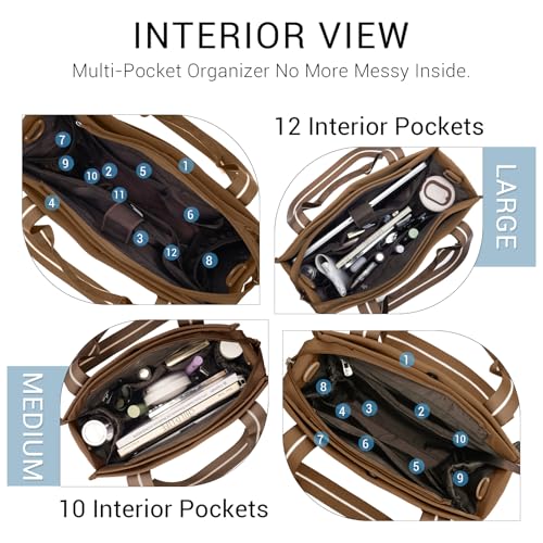 Image of ACUARIO Tote Bag for Women, Work Tote Handbag with Pockets, Shoulder Bag for Office Business Travel Daily Commute