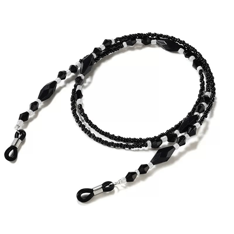 Chaîne anti-chute de lunettes noires : la corde en perles de cou suspendue contre les pertes