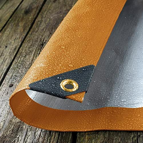 270GSM Tarpaulin Extra Heavy Duty Builders Waterproof Ground Sheet Cover Green & Silver (6ft X 10ft - Green/Silver)