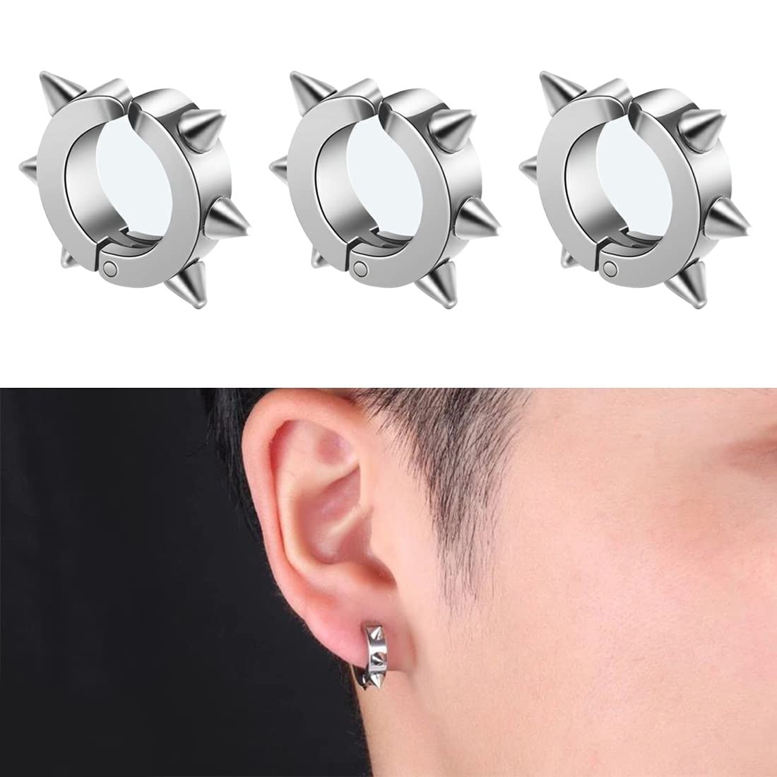 Orecchini A Cerchio Con Rivetti Unisex In Acciaio Inossidabile - Gioielli Piccoli E Minimal Hip-Hop Per Uomo E Donna